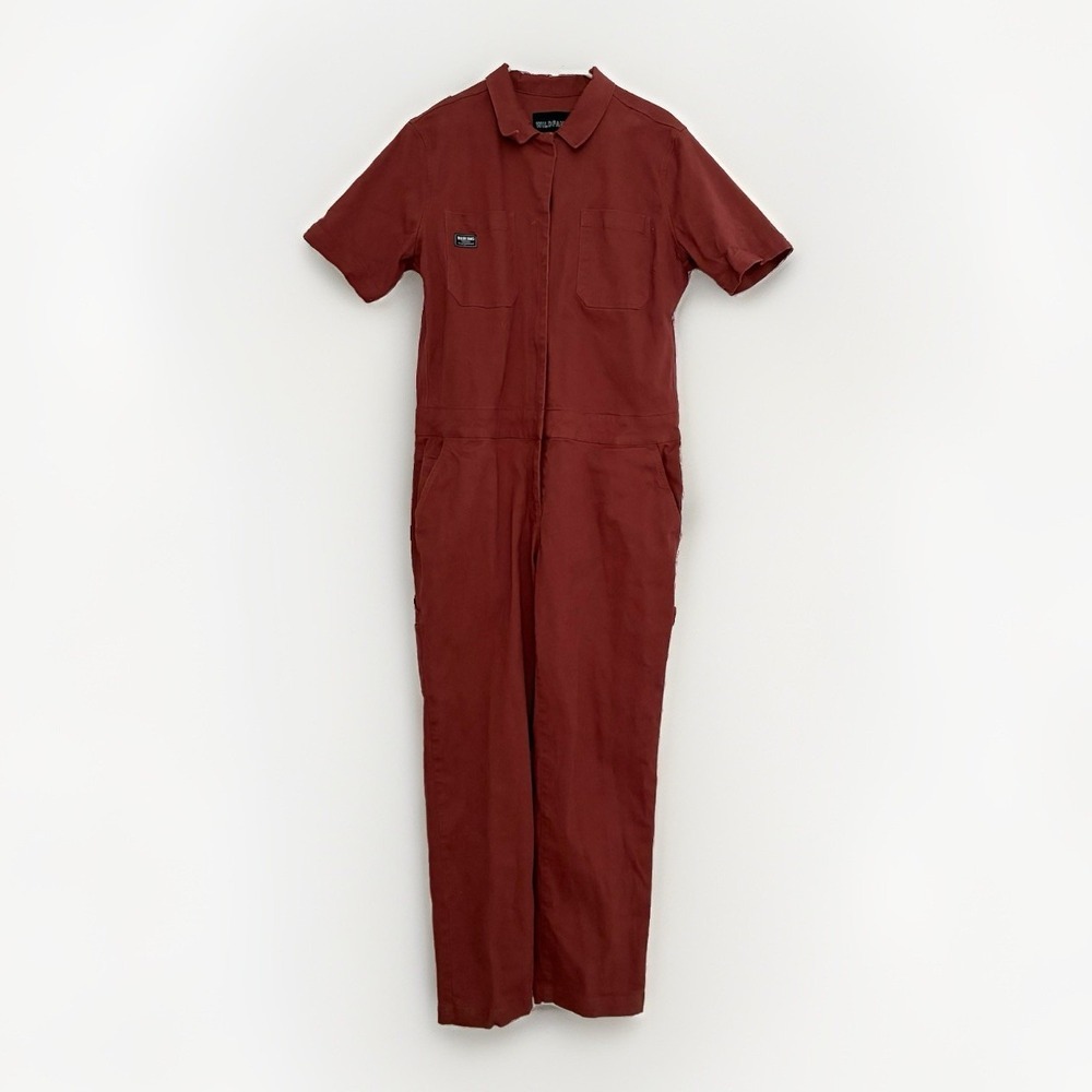 Wildfang The Essential High Waisted Coverall Jumpsuit Rust Red Size Large